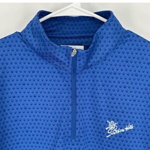 Peter Millar Mens Blue Skull Pattern Southern Hills 1/4 Zip Pullover Golf Large